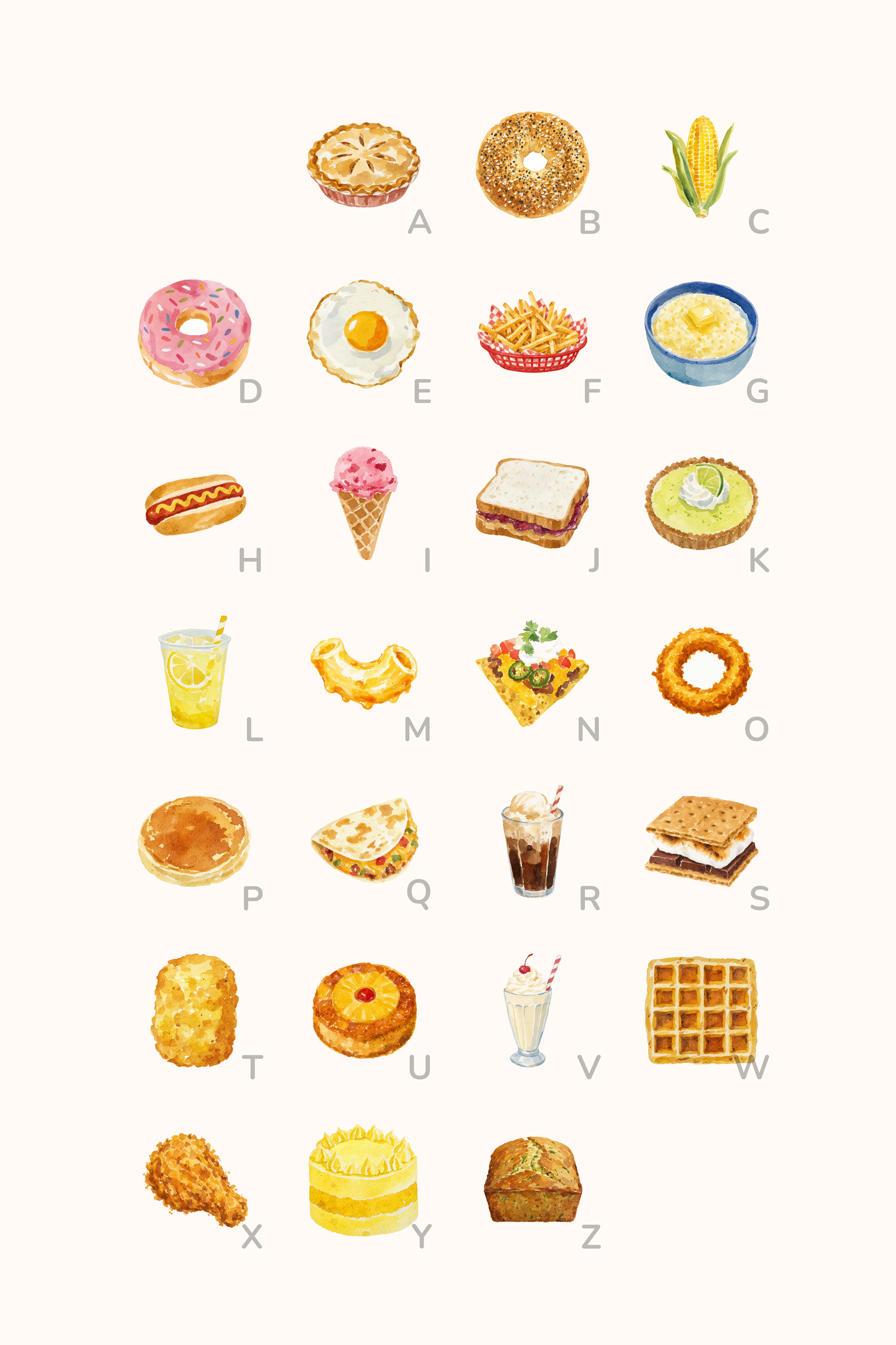 American Foods Alphabet alphabet poster