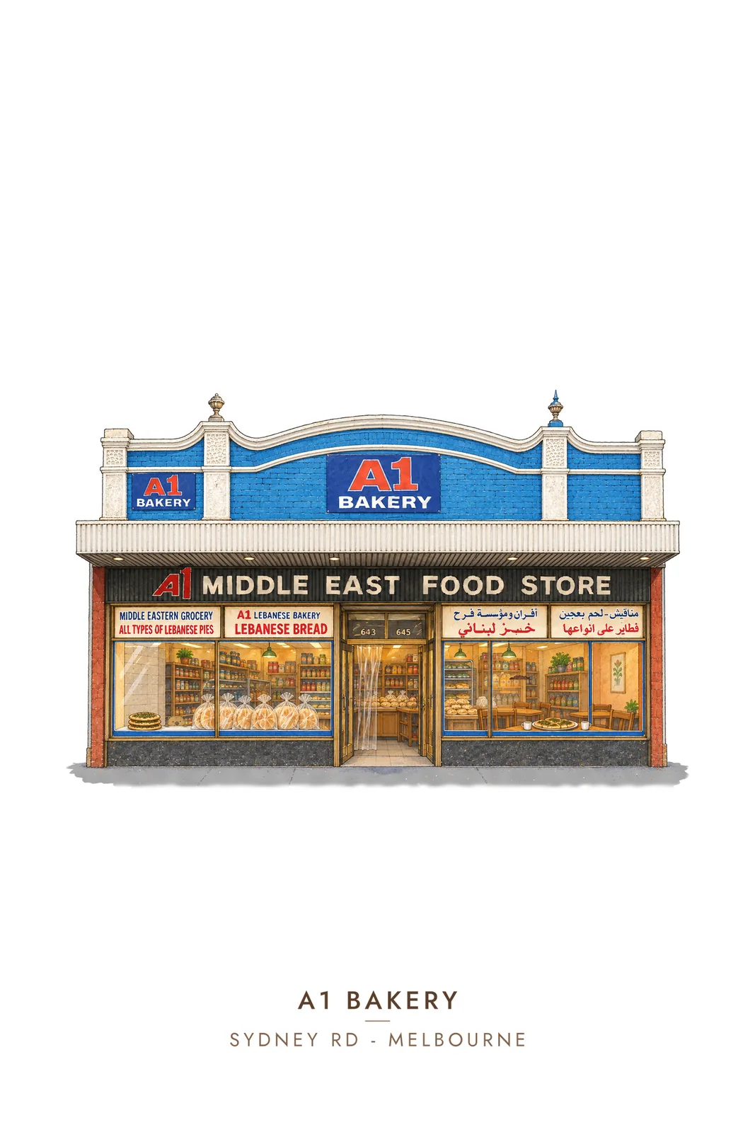 A1 Bakery, Sydney Road, Brunswick greeting card