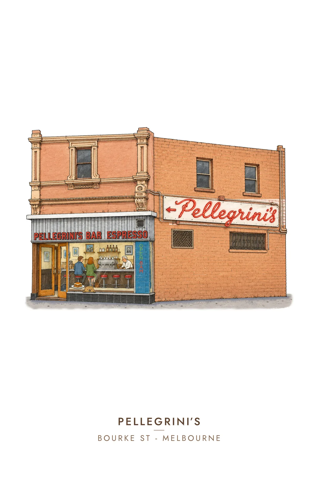 Pellegrini's, Bourke Street greeting card