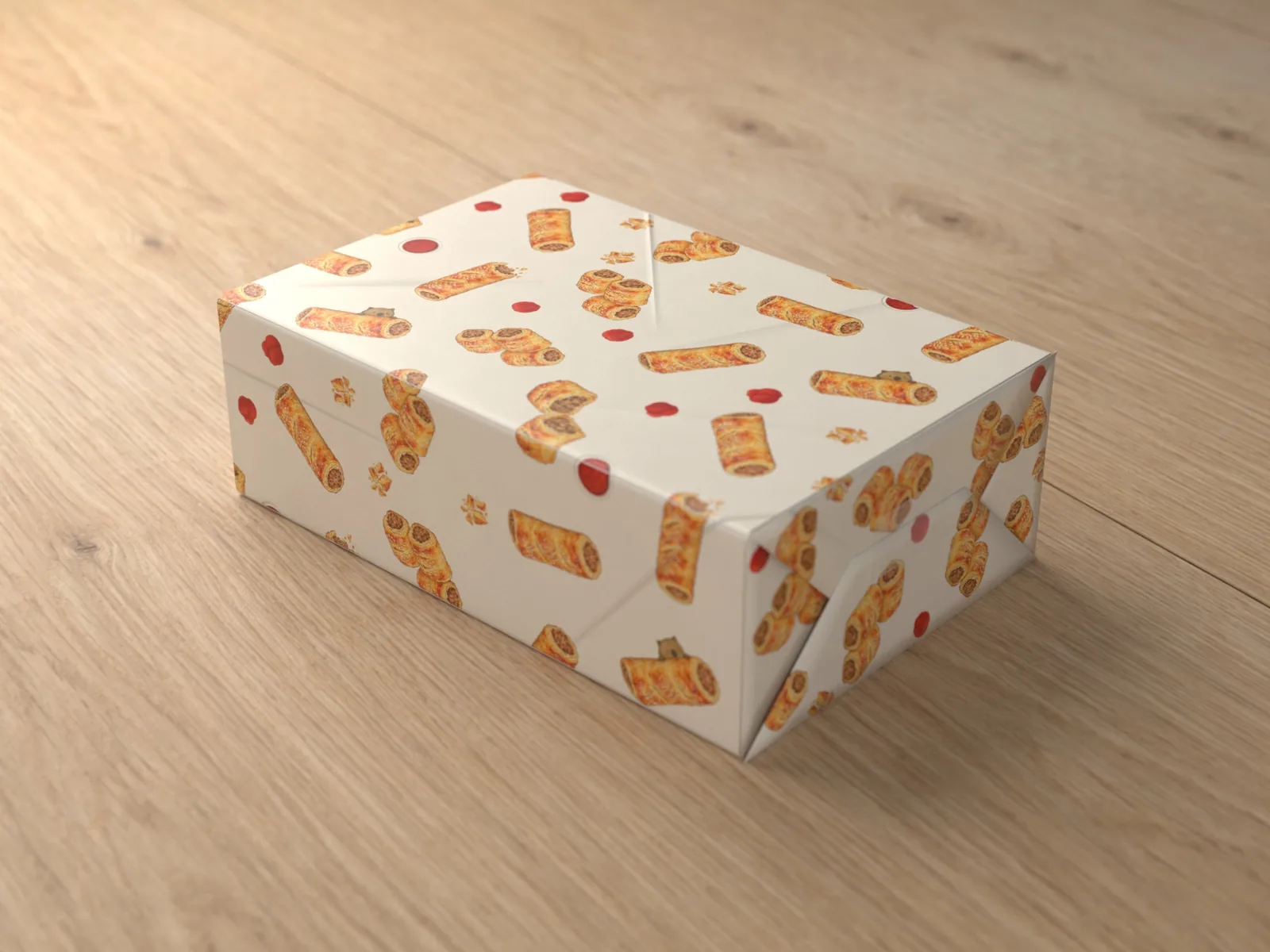 Sausage Roll Wrap on a wrapped gift
