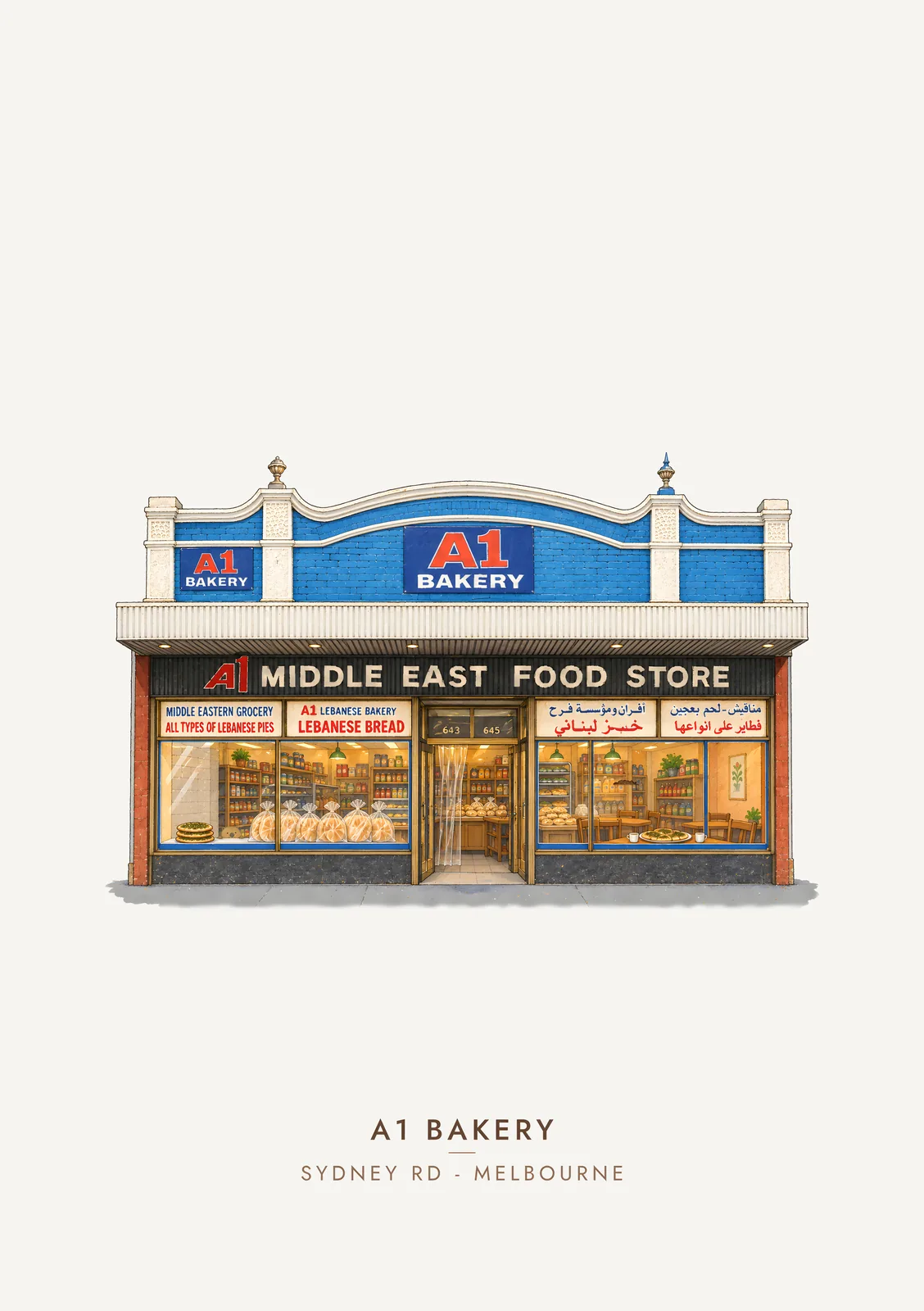 A1 Bakery, Sydney Road, Brunswick – Moosh's Melbourne Art Print poster