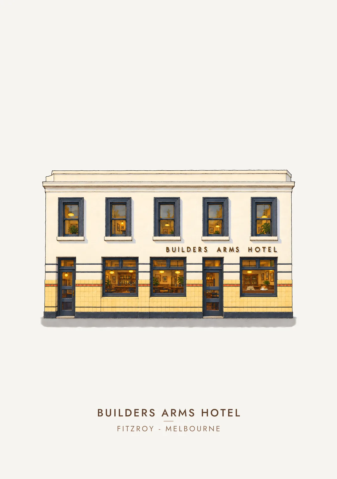 Builders Arms Hotel, Gertrude Street – Moosh's Melbourne Art Print poster