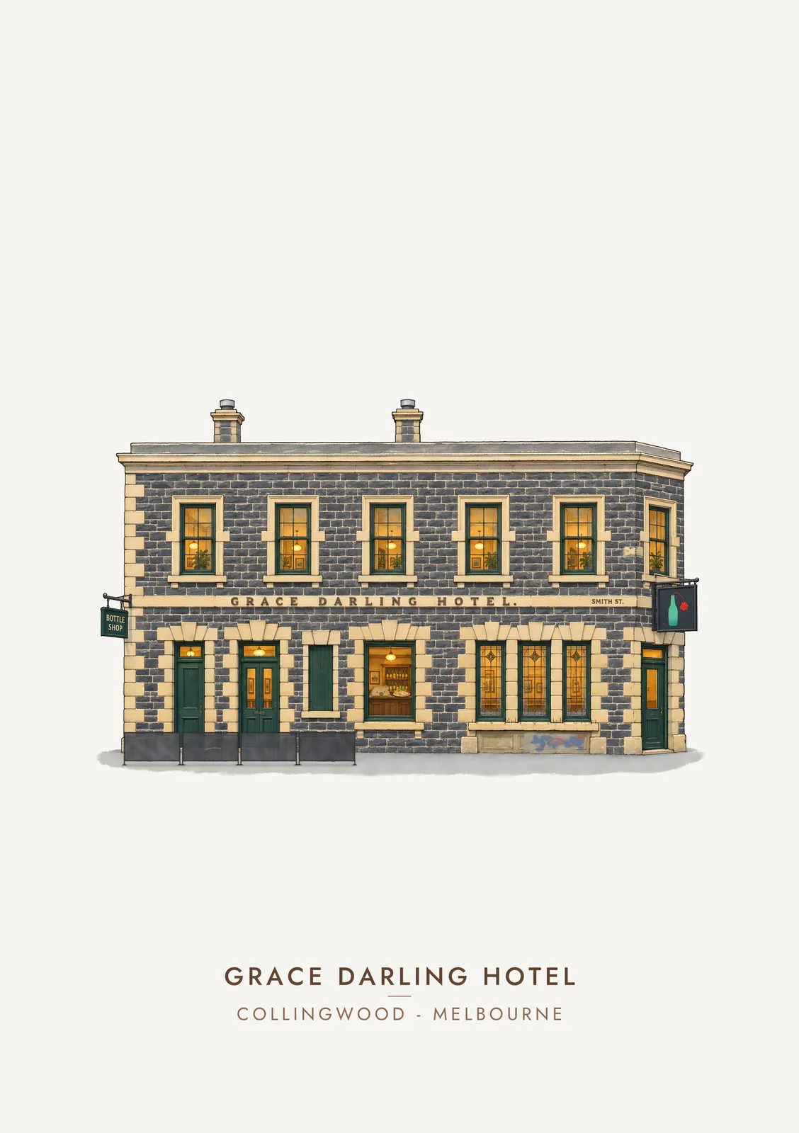 Grace Darling Hotel, Collingwood – Moosh's Melbourne Art Print poster