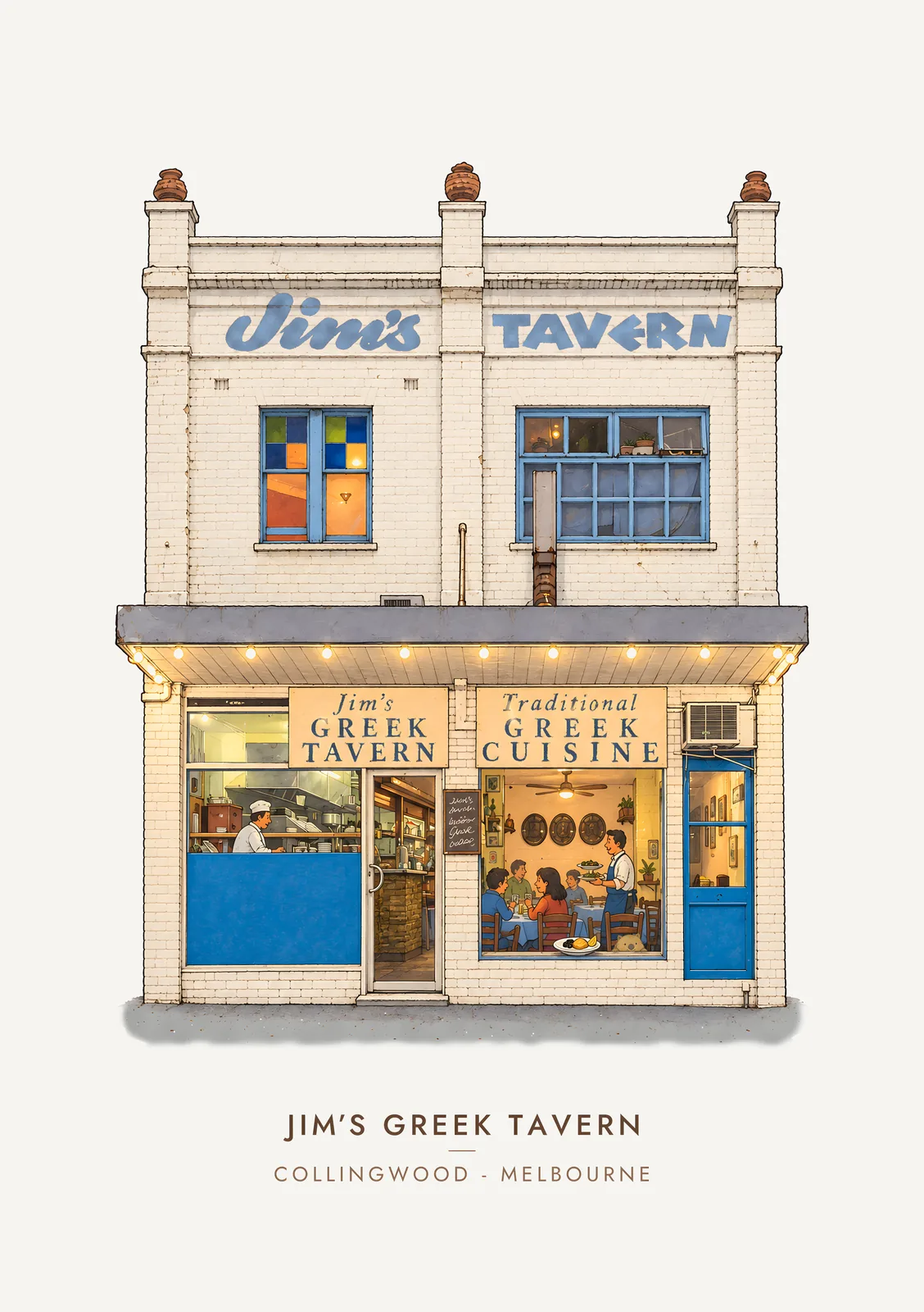 Jim's Greek Tavern, Collingwood – Moosh's Melbourne Art Print poster