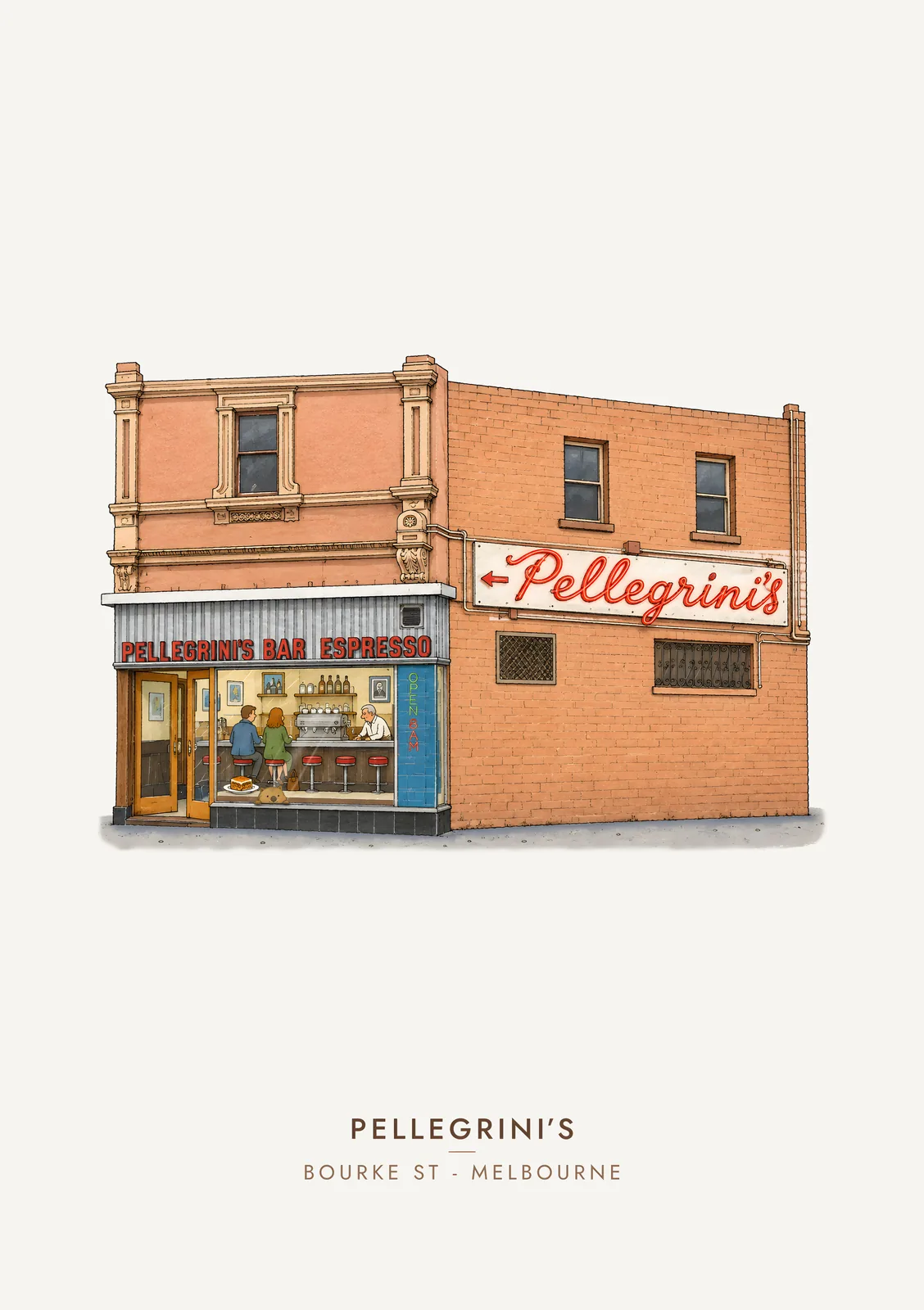 Pellegrini's, Bourke Street – Moosh's Melbourne Art Print poster