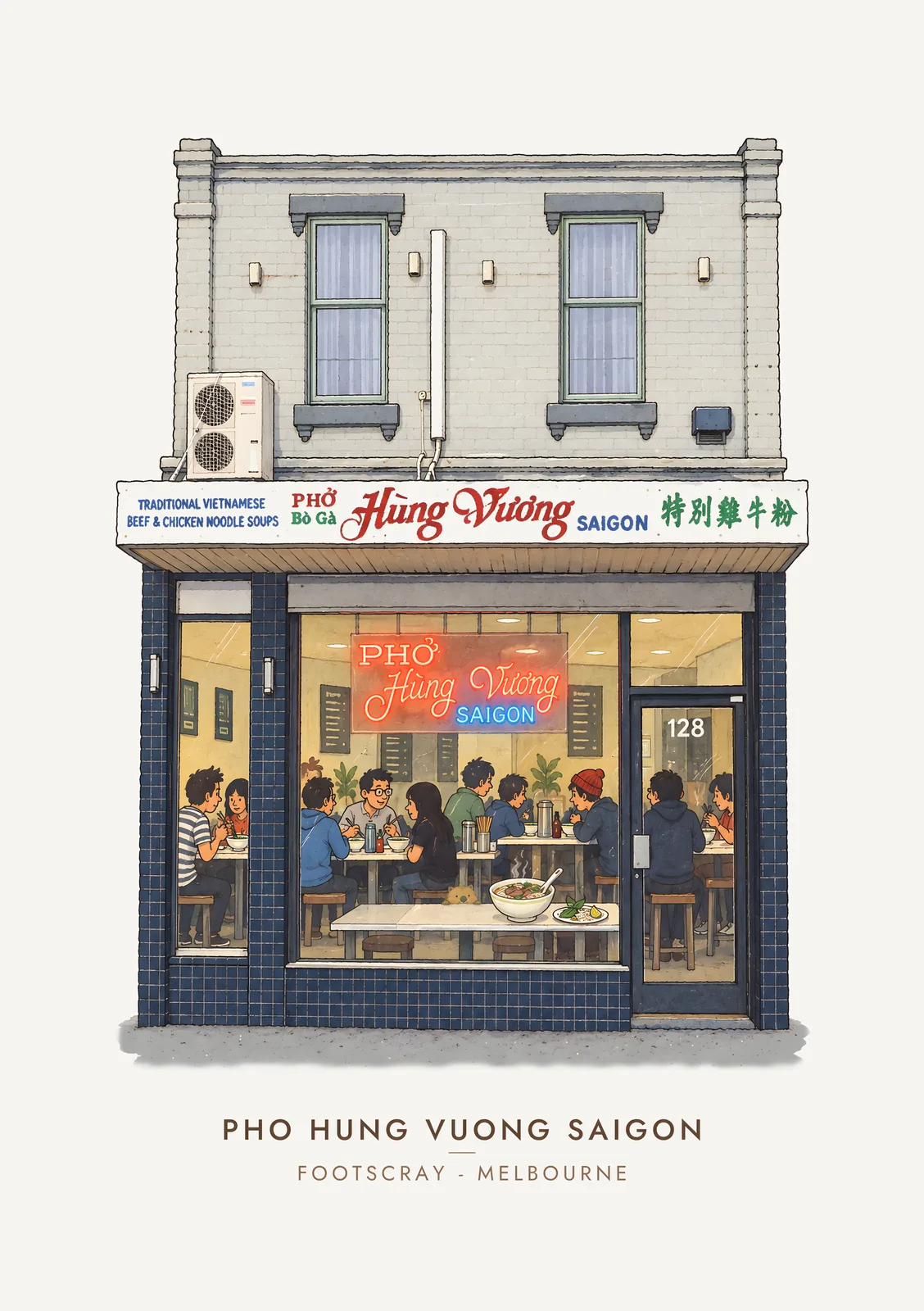 Pho Hung Vuong Saigon, Footscray – Moosh's Melbourne Art Print poster