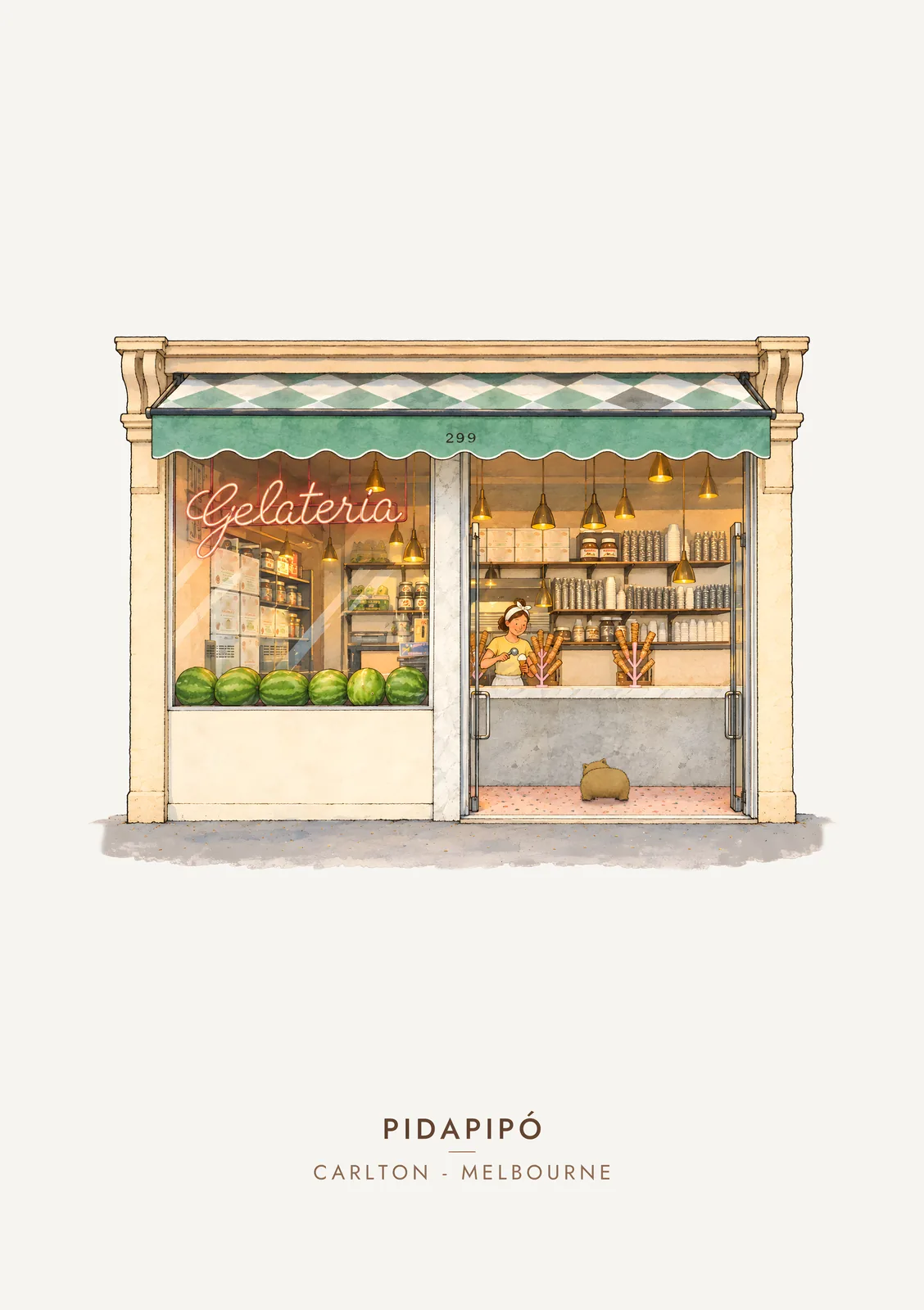 Pidapipó, Carlton – Moosh's Melbourne Art Print poster